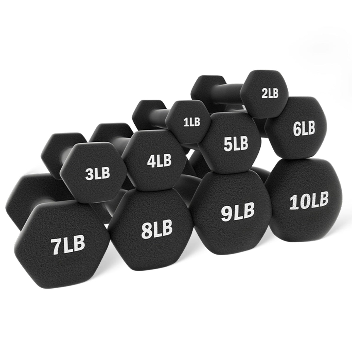 Neoprene Coated Iron Dumbbell Set with Stand I740735