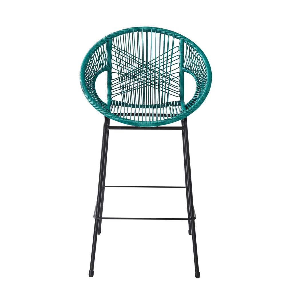 Teal Faux Wicker Outdoor Bar Stool Set of 2 Z513275