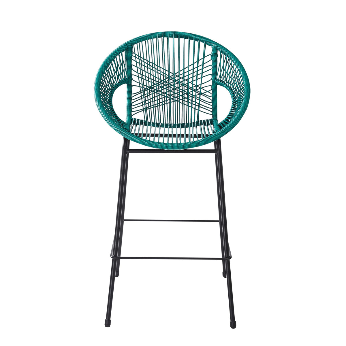 Teal Faux Wicker Outdoor Bar Stool Set of 2 Z513275
