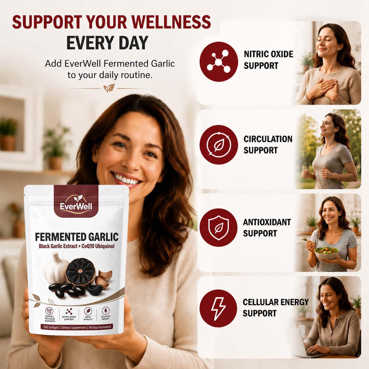 Black Fermented Black Garlic CoQ10 Ubiquinol Softgels N376086