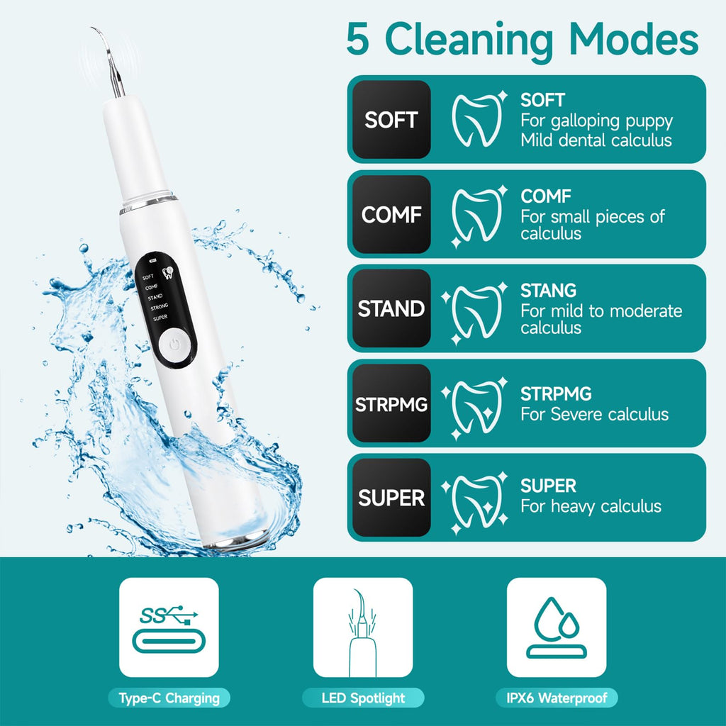 White Dog Teeth Cleaning Kit with LED Light C2925