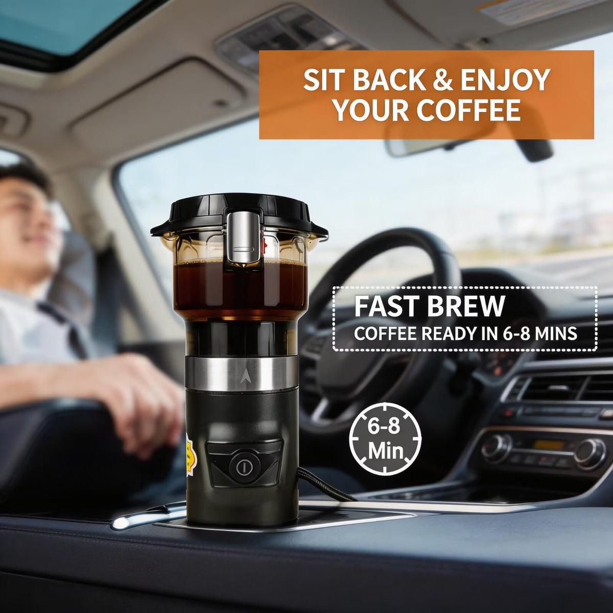 12V Portable Single Serve Car Coffee Maker with Reusable Filter T1004