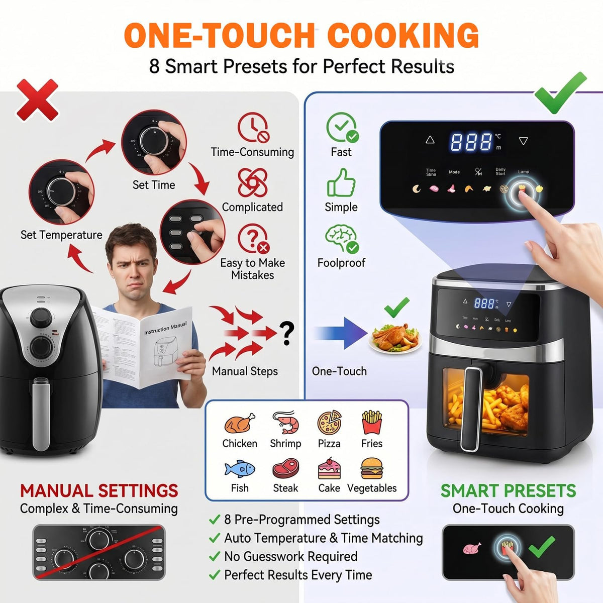 6 QT Family Size Air Fryer with Visible Cooking Window Z151