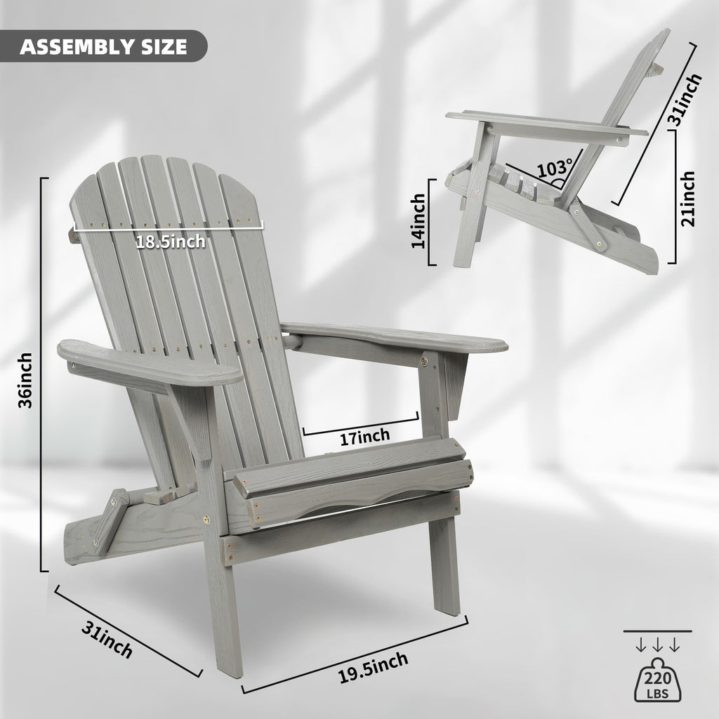 Wood Folding Adirondack Chair Set of 2 Solid Cedar R84508