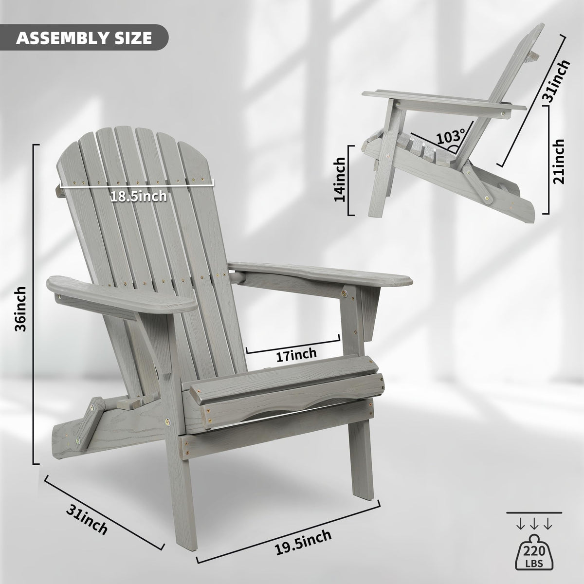 Wood Folding Adirondack Chair Set of 2 Solid Cedar R84508