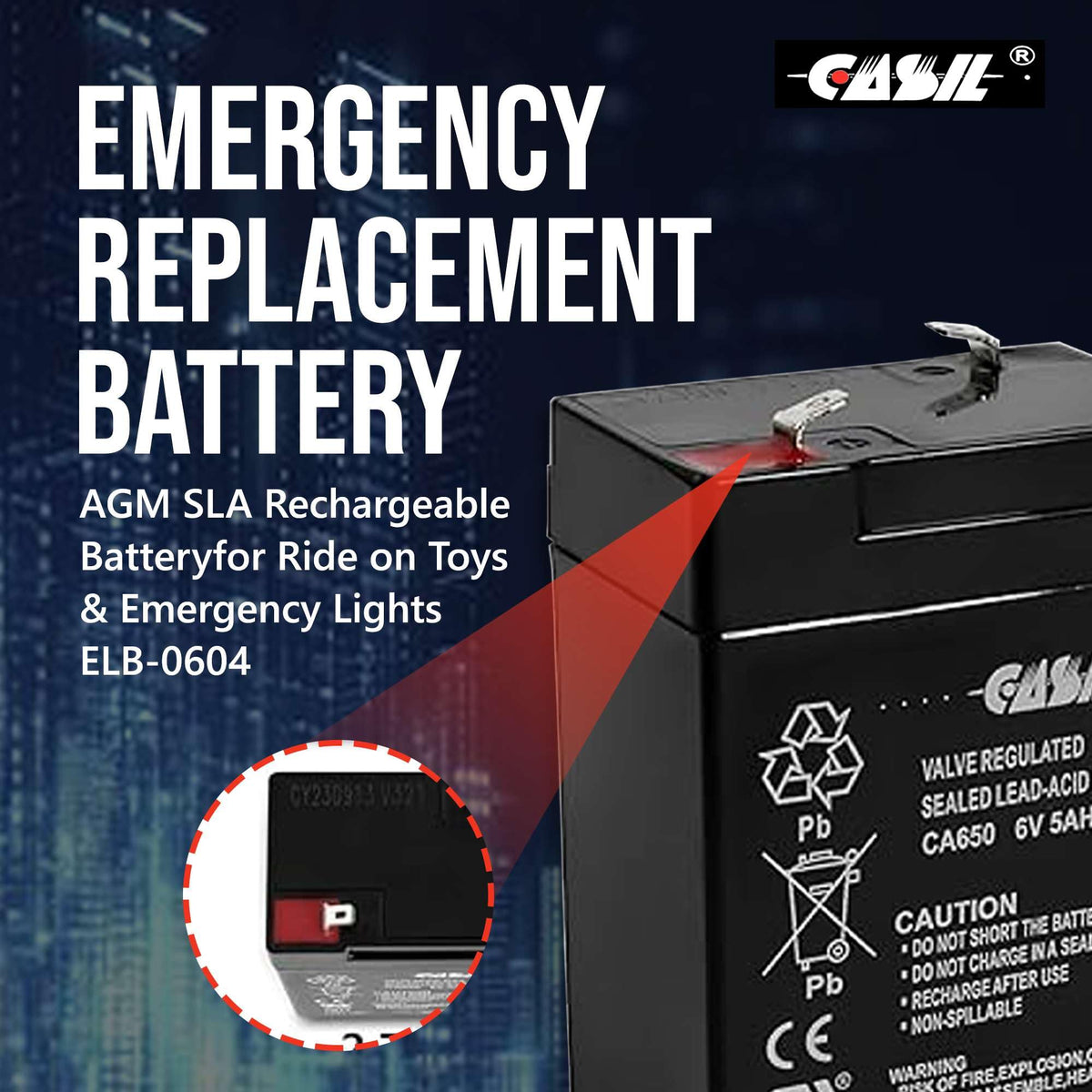 6V 5ah AGM SLA Rechargeable Battery K8094