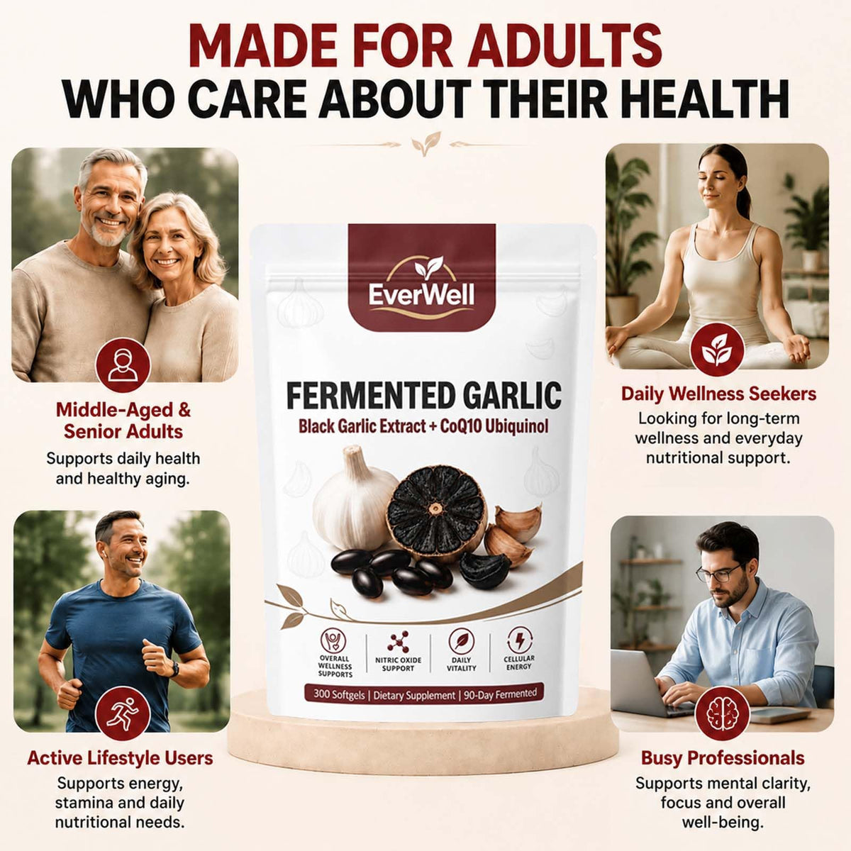 Black Fermented Black Garlic CoQ10 Ubiquinol Softgels N376086