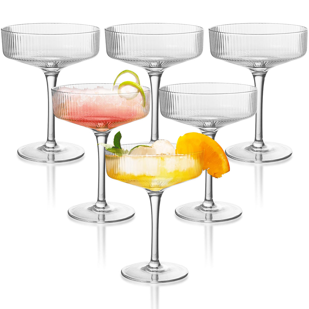 Champagne Coupe Glasses Set of 6, 8 oz Crystal Cocktail Glassware K440