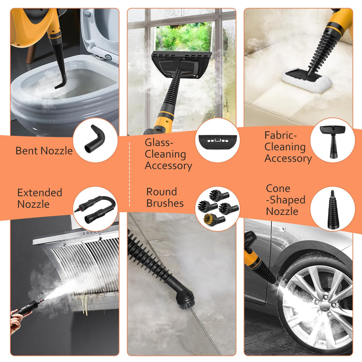 Pressurized Handheld Multi-Surface Natural Steam Cleaner with 12 pcs Accessories U7940
