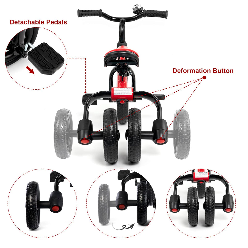 Tricycle for Toddlers 2-5 Years, 3 in 1 Folding Bike F4422