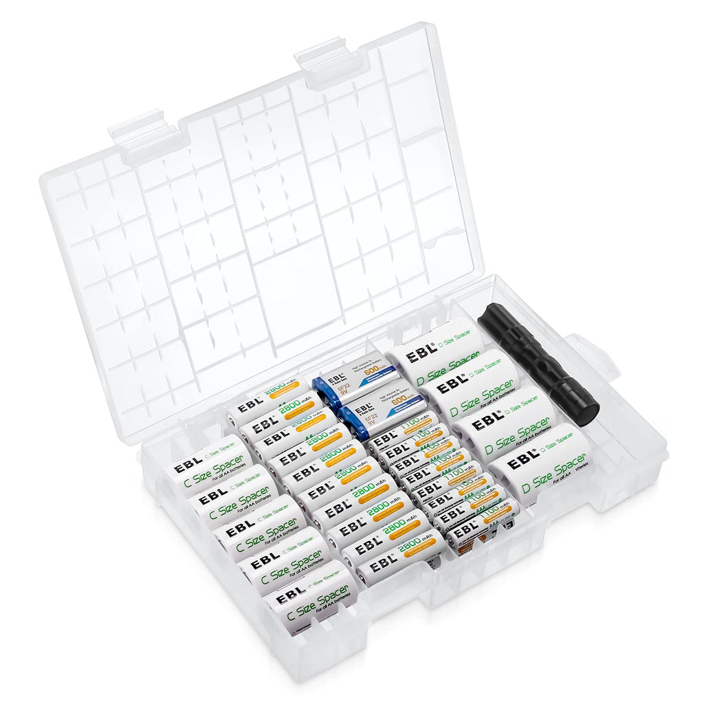 Rechargeable Batteries with Battery Organizer Storage Box V9569