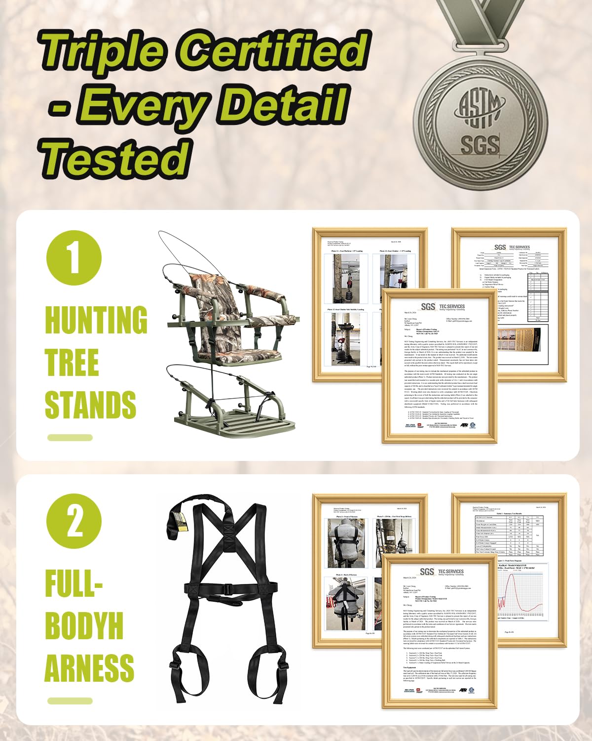 Climbing Tree Stand with Harness and Camo Seat Cushion X155885