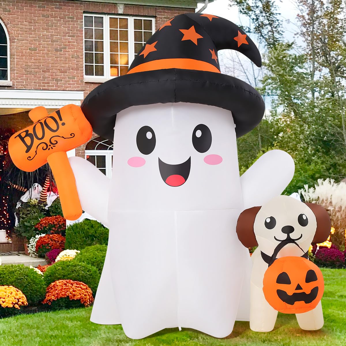 5 FT Halloween Inflatables Ghost with Built-in LEDs S55823