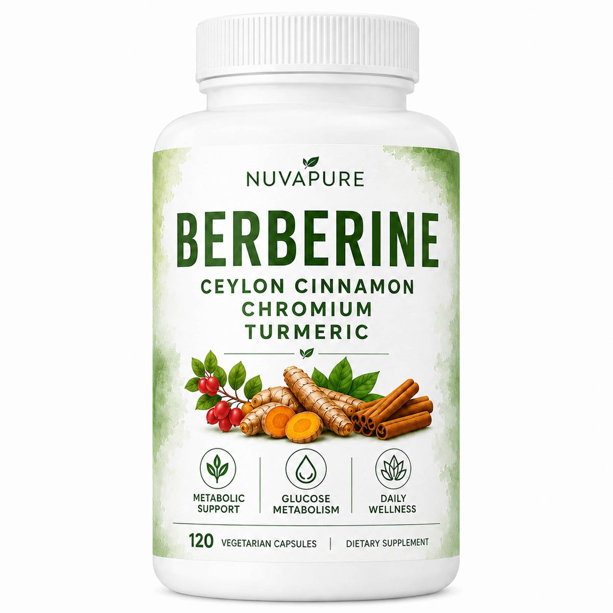 Berberine with Ceylon Cinnamon, Chromium & Turmeric, 120 Vegetarian Capsules I28586