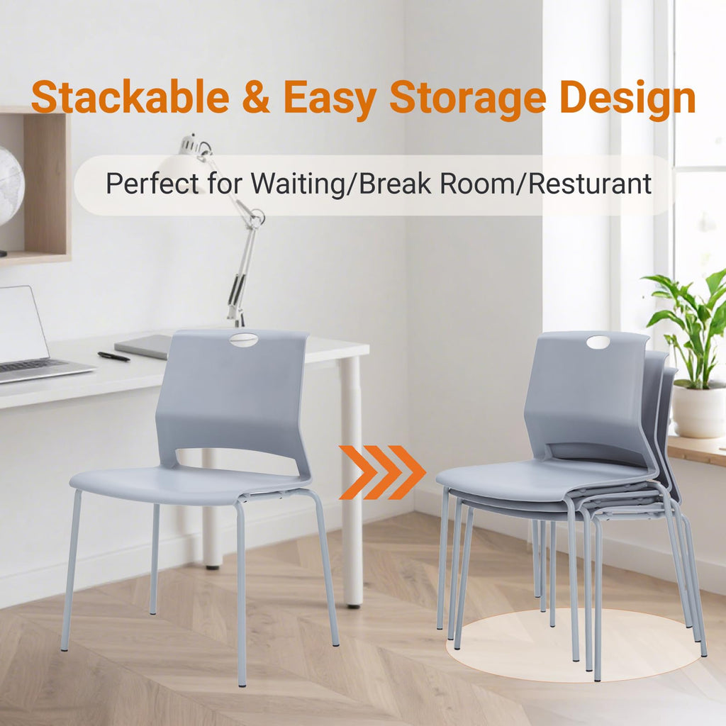 Grey Stack Chairs Set of 4 with Metal Legs F1705