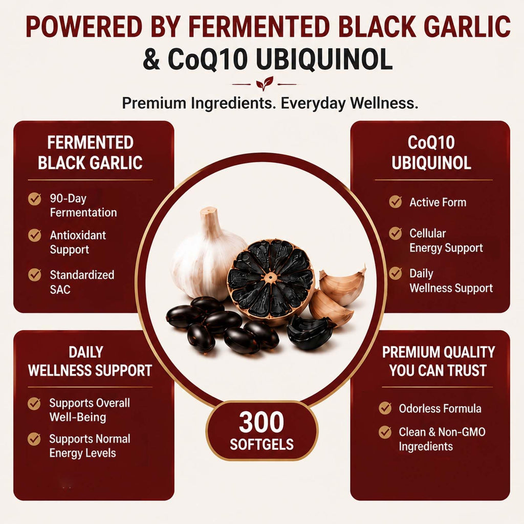 Black Fermented Black Garlic CoQ10 Ubiquinol Softgels N376086