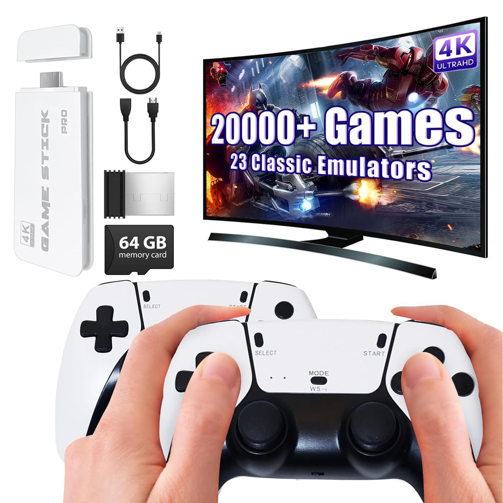 Wireless Retro Gaming Console Game Stick with 4K HDMI Output and 2 Wireless Controllers T939