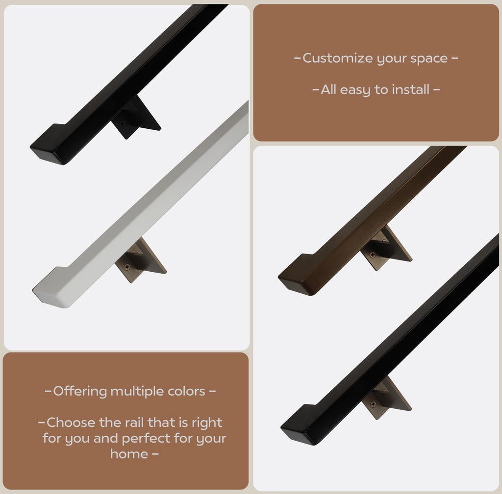 Black 5 Foot Aluminum Handrail Grab Bar Set K73198