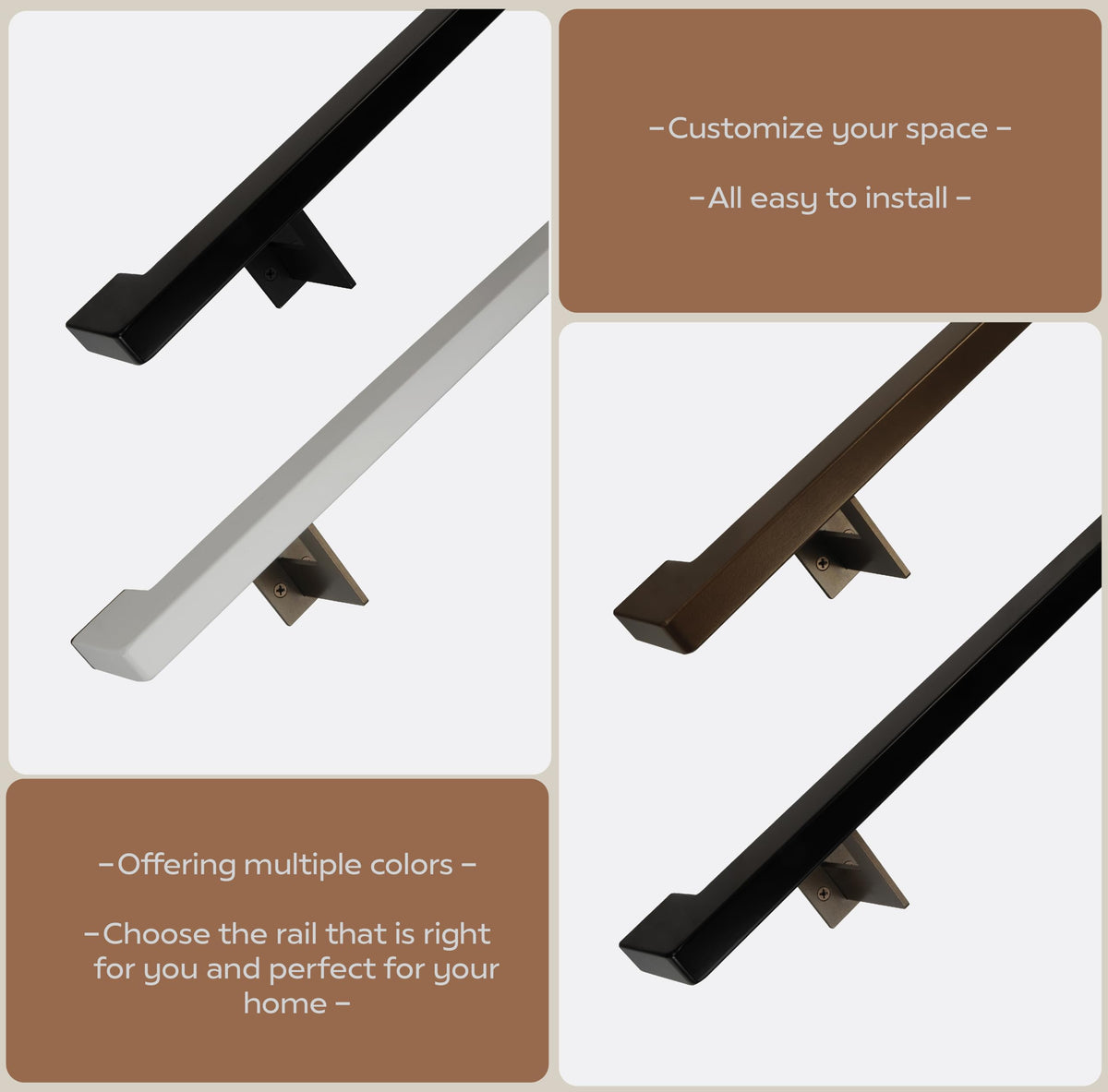 Black 5 Foot Aluminum Handrail Grab Bar Set K73198