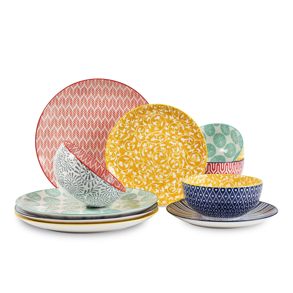 Ceramic 12-Pieces Dinnerware Sets for 4 W996407