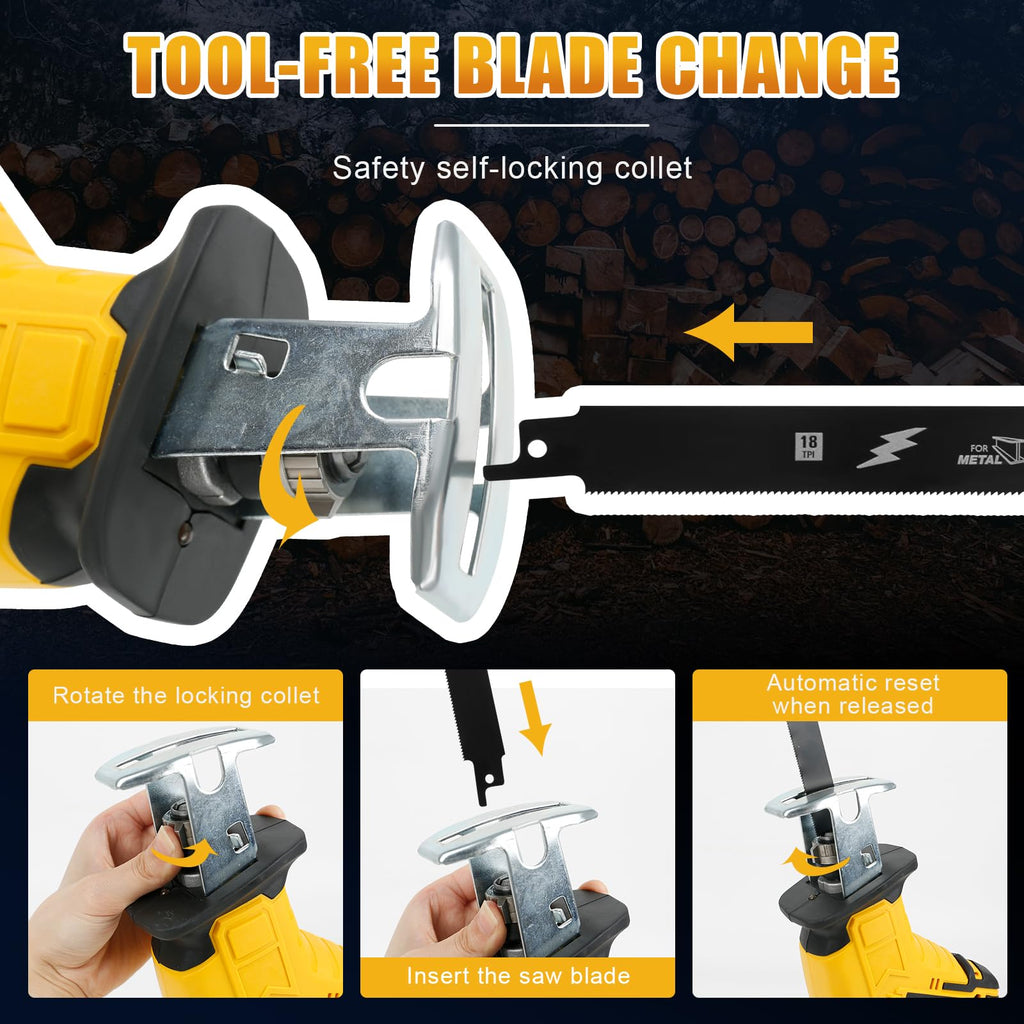 Cordless Reciprocating Saw, 0-3000SPM Variable Speed, 4 Saw Blades B648806