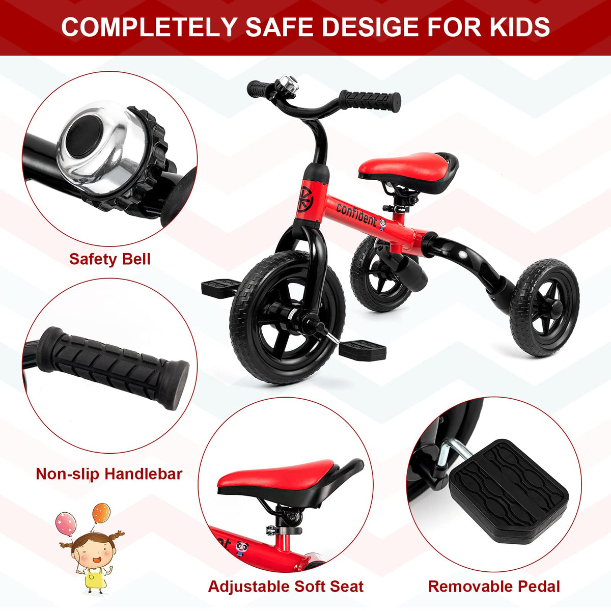 Tricycle for Toddlers 2-5 Years, 3 in 1 Folding Bike F4422