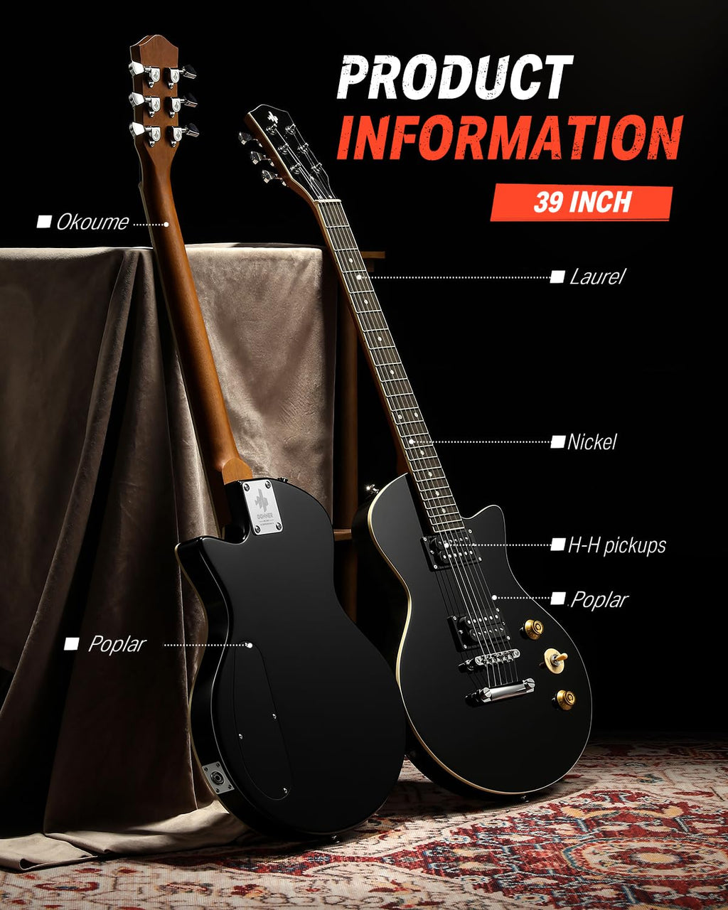 39" Electric Guitar with Dual Humbucker Pickups G296