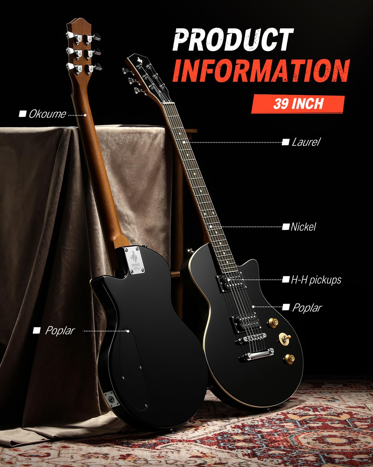 39" Electric Guitar with Dual Humbucker Pickups G296