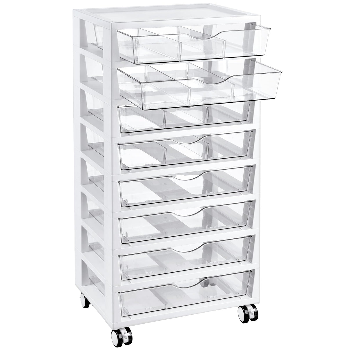 8 Tier Rolling Cart with Drawers E578