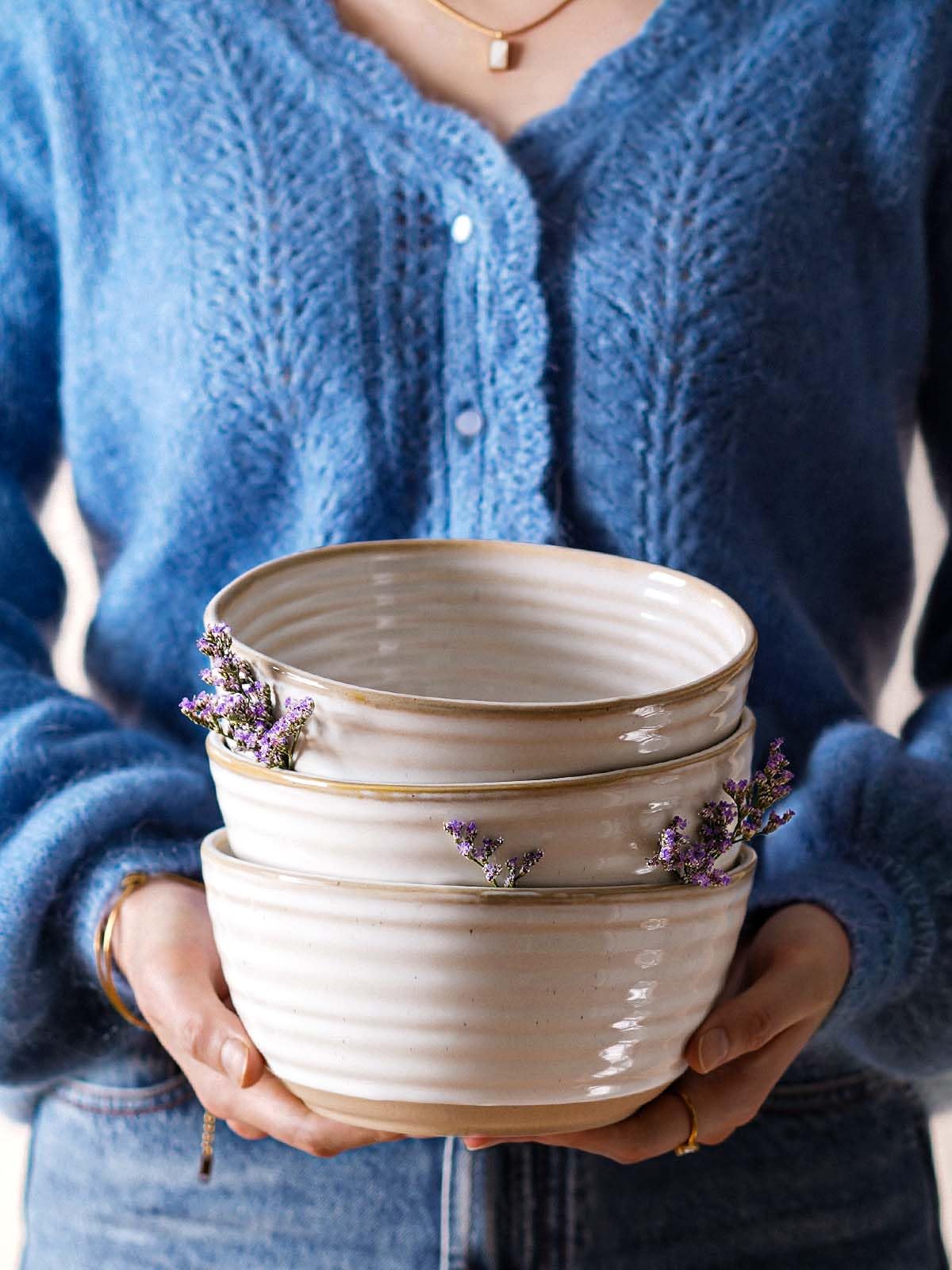 Ceramic Soup Bowl Set 42 oz 7 Inch Set of 4 Arctic White Y28092