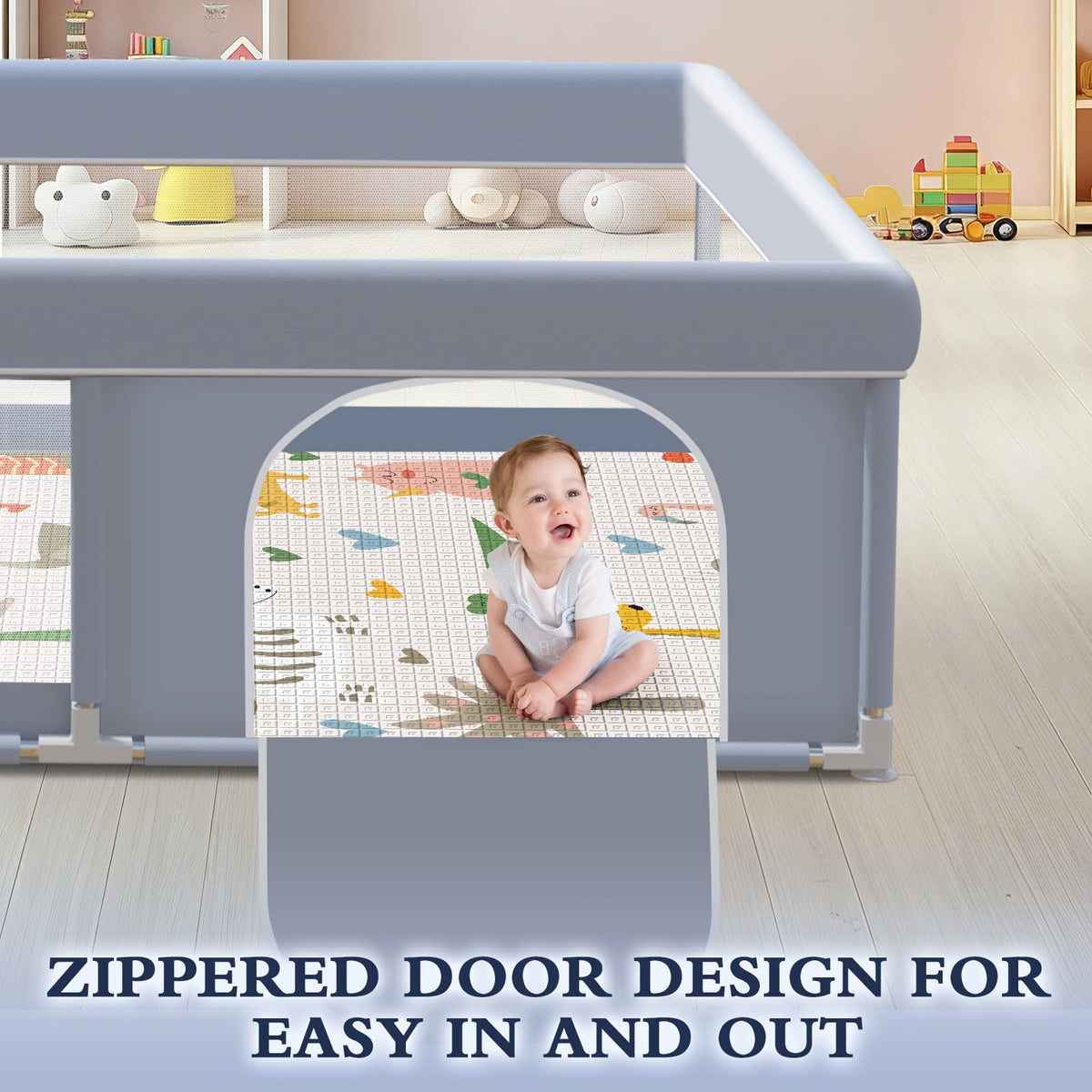 65 x 50 Inch Baby Playpen with Mat C4625