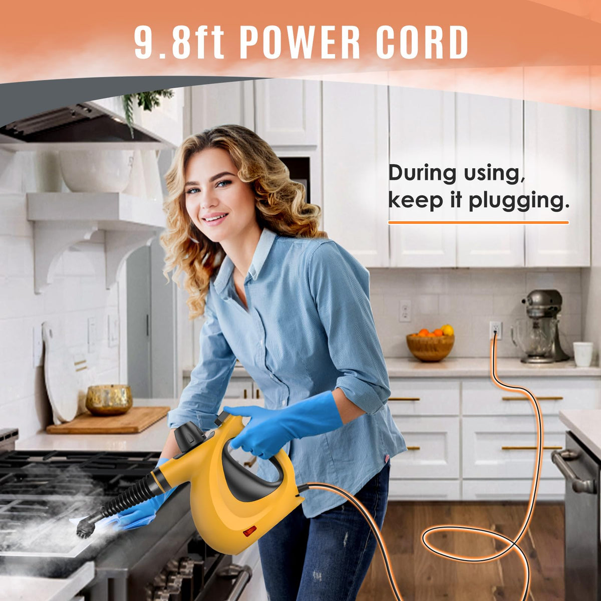 Pressurized Handheld Multi-Surface Natural Steam Cleaner with 12 pcs Accessories U7940