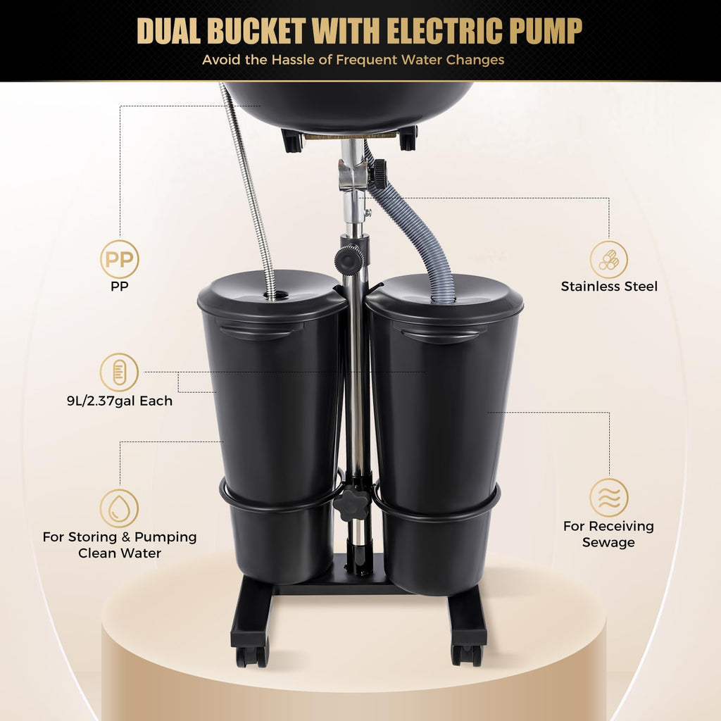 Portable Plastic Shampoo Unit with 2 Water Buckets O318