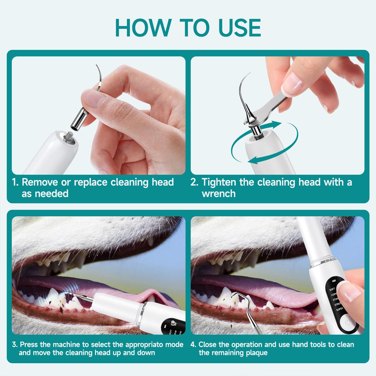 White Dog Teeth Cleaning Kit with LED Light C2925