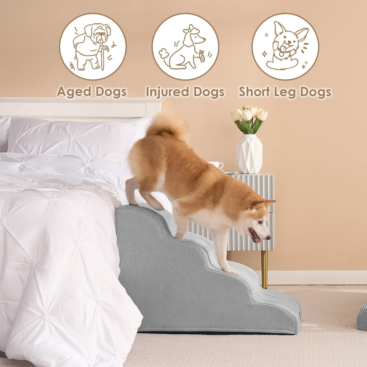 Curved Dog Stairs Ramp 4-Step Z36473