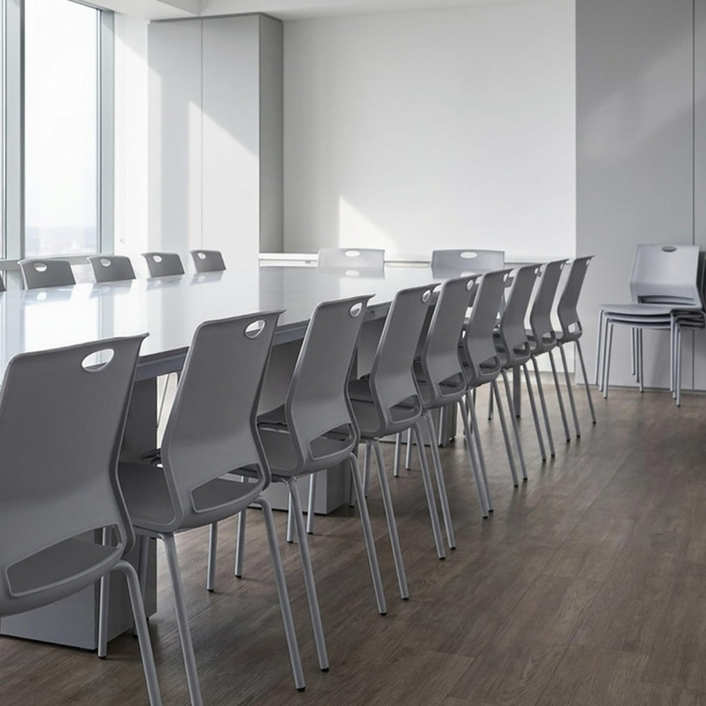 Grey Stack Chairs Set of 4 with Metal Legs F1705