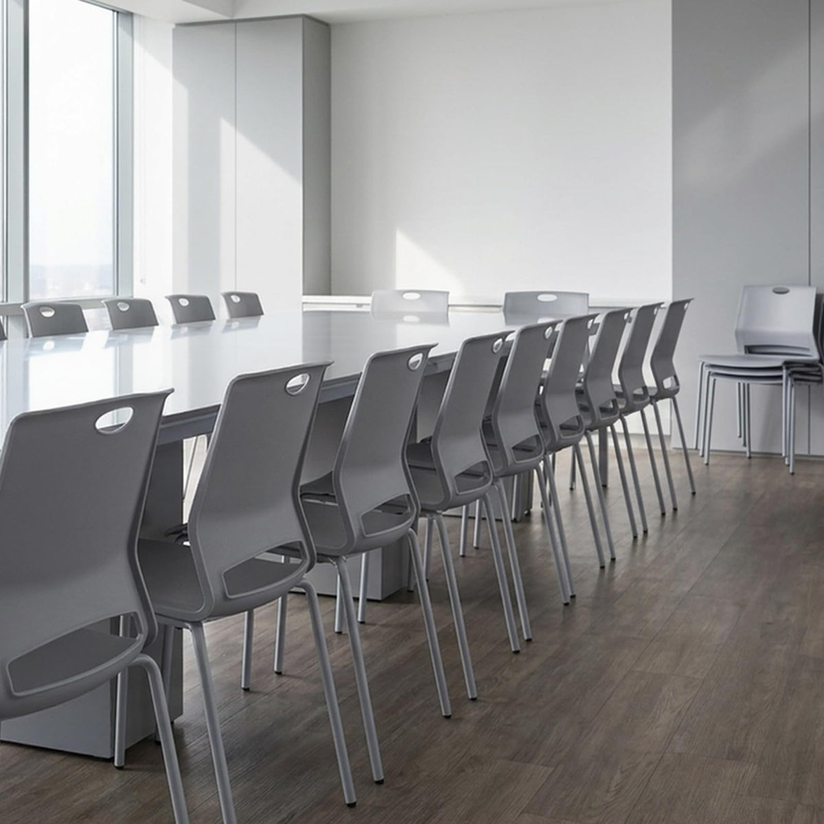Grey Stack Chairs Set of 4 with Metal Legs F1705