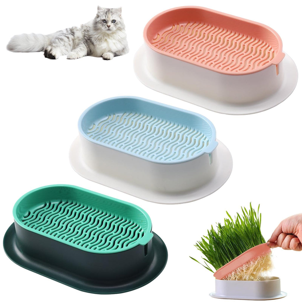 Cat Grass Planter Box, 3 Pcs Plastic Growing Trays B870868