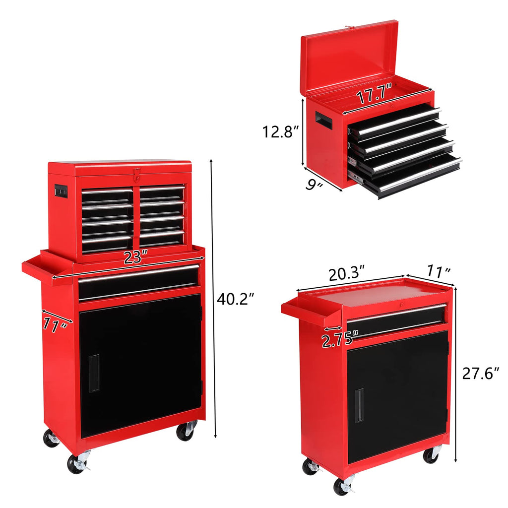 5 Drawer Rolling Tool Chest with Lockable Wheels C8983