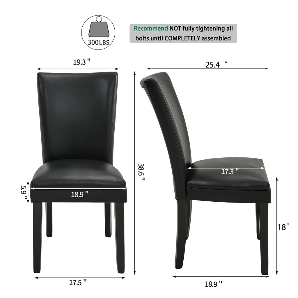 Set of 6 Black Faux Leather Upholstered Dining Chairs with Wood Legs S274148