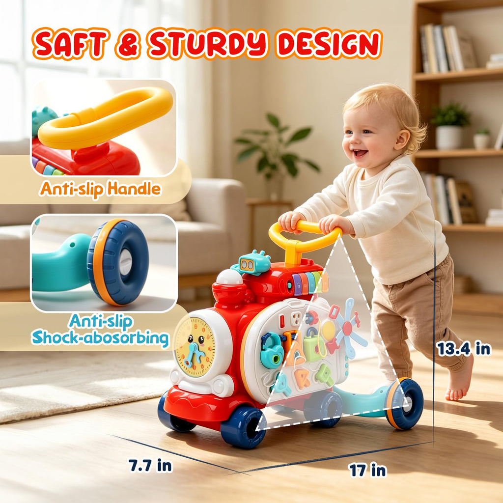 Baby Push Walker Toddler Walking Toy with Busy Board Q86270