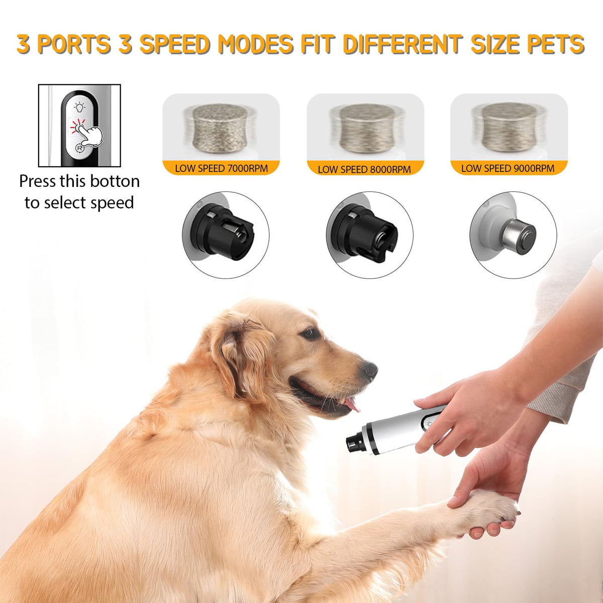 Silent Rechargeable Electric Pet Nail Grinder F90105