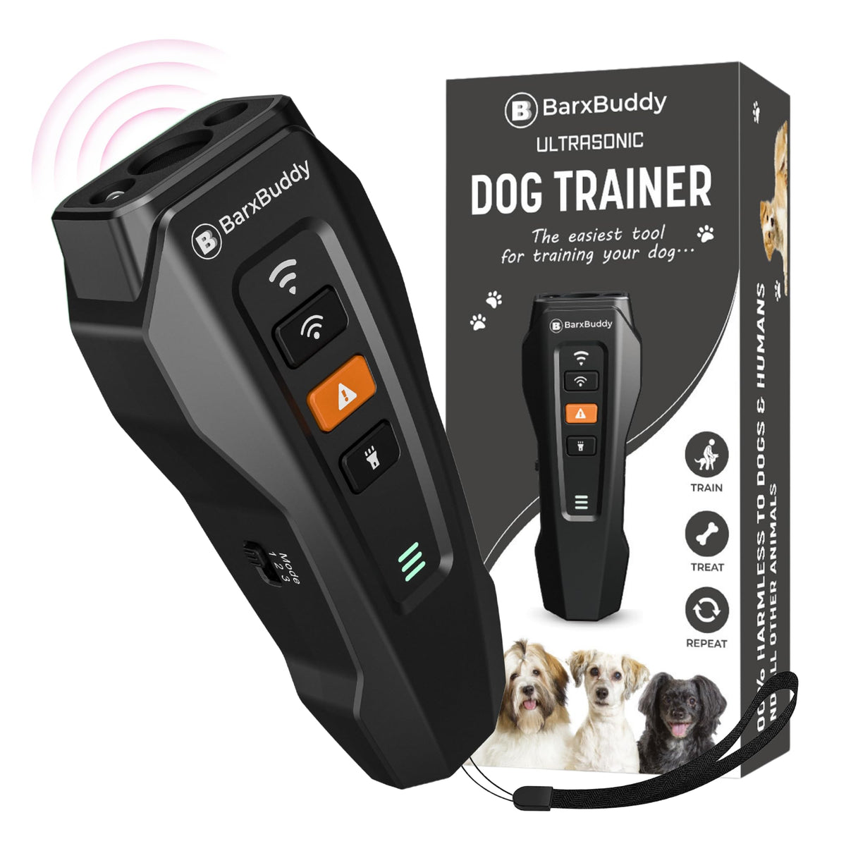 Long Range Ultrasonic Rechargeable Anti Bark Device for Dogs (Black) T42159