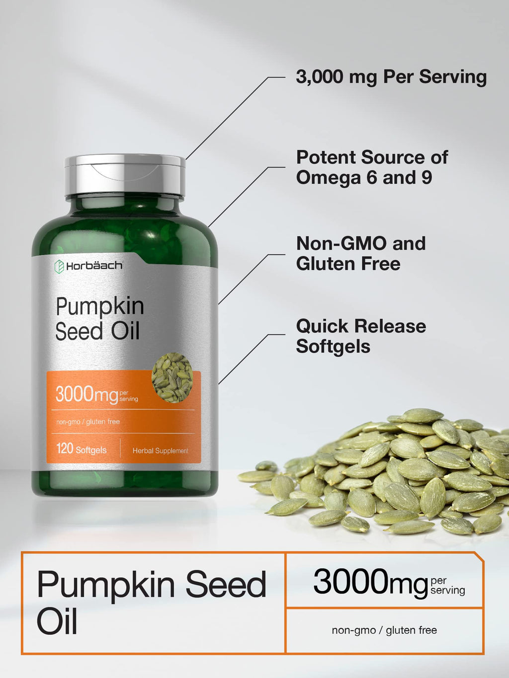Pumpkin Seed Oil 3000mg 120 Softgel Capsules Y3151