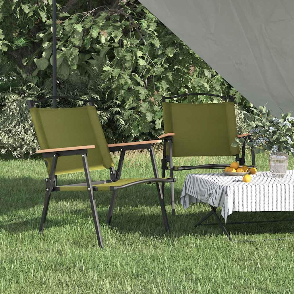 Green Oxford Fabric Folding Camping Chairs 2 Pack C811