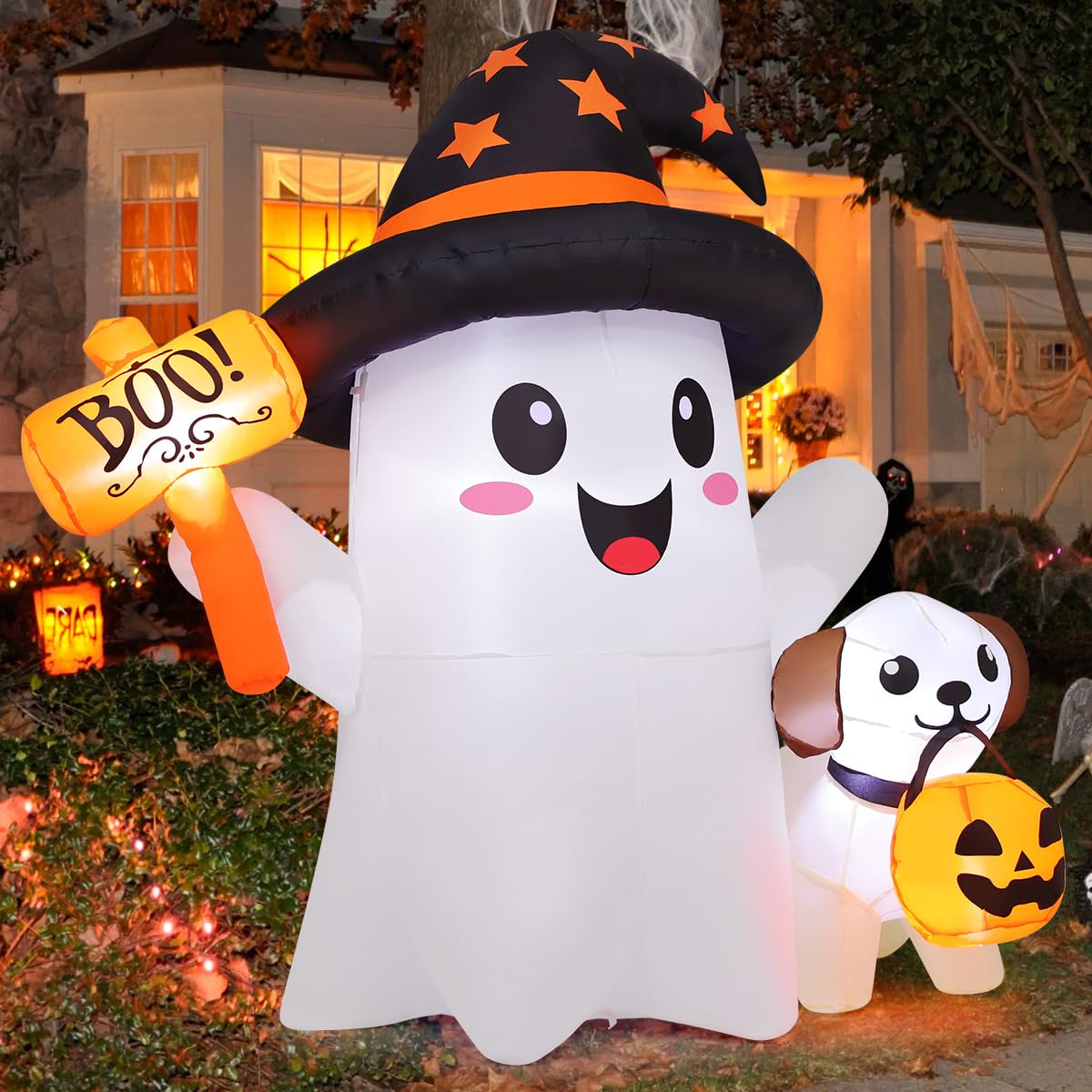 5 FT Halloween Inflatables Ghost with Built-in LEDs S55823