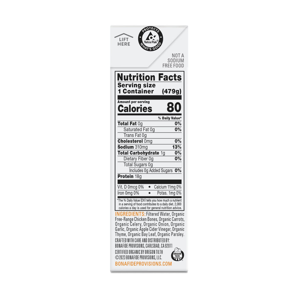 Organic Chicken Bone Broth No Salt Added 16.9oz 6 Pack K440