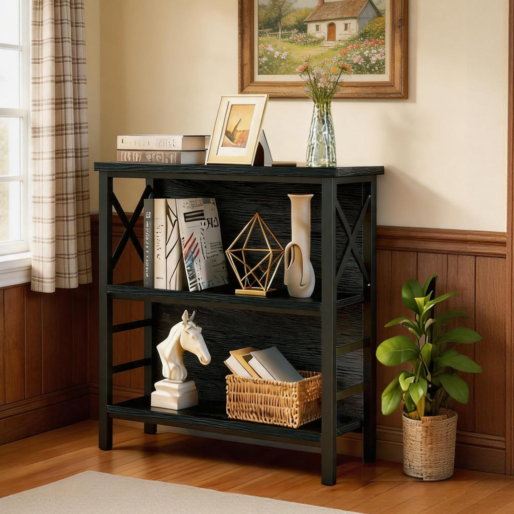 Black 3-Tier Metal Bookshelf S14496