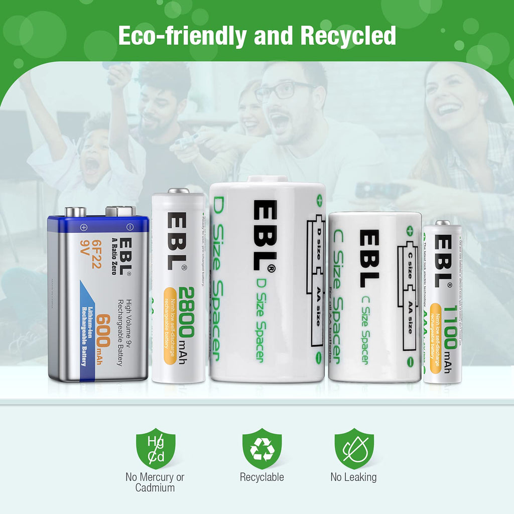 Rechargeable Batteries with Battery Organizer Storage Box V9569