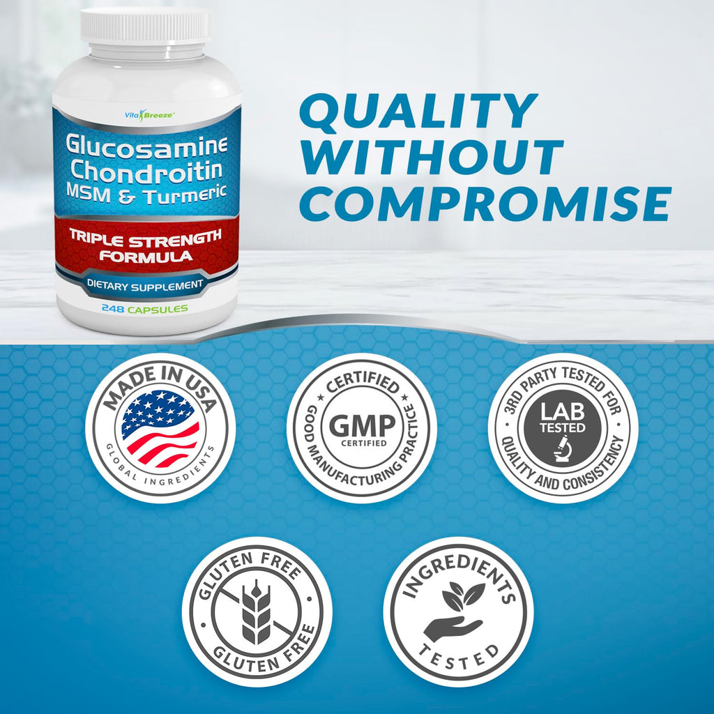 Glucosamine Chondroitin MSM & Turmeric Supplement, 248 Capsules K4170